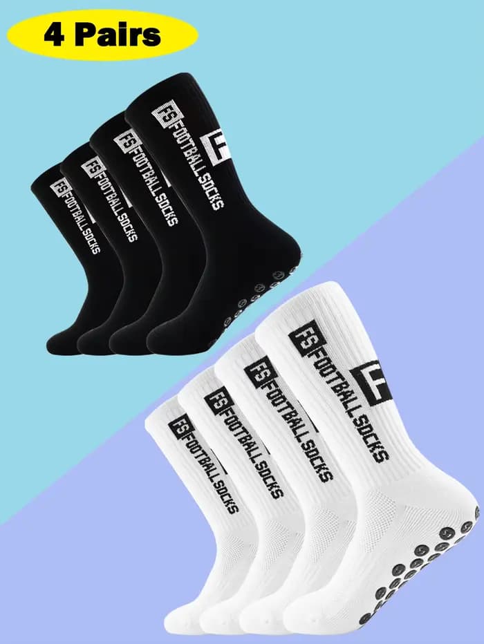 4 paires de nouvelles chaussettes de football FS mi-tube collées pour l'entraînement sportif et la compétition