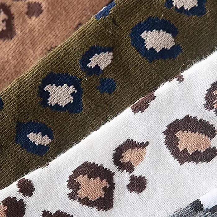 5 paires mode femmes chaussettes imprimé léopard printemps automne haute rue populaire mignon