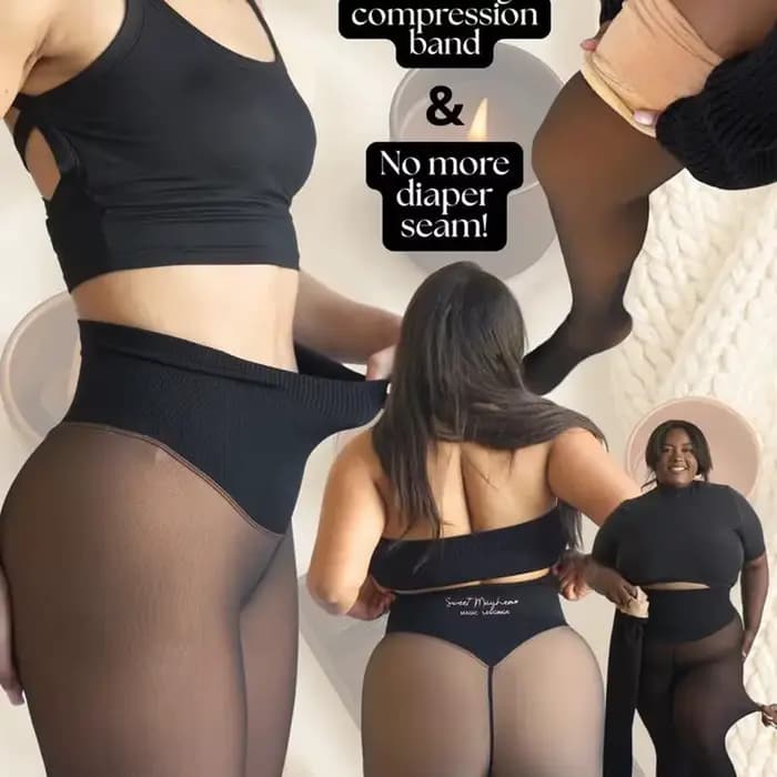 Leggings doublés en polaire magique pour femme – Collants façonnants à une couture avec bande de compression et conception de taille anti-rayures pour l'hiver chaud