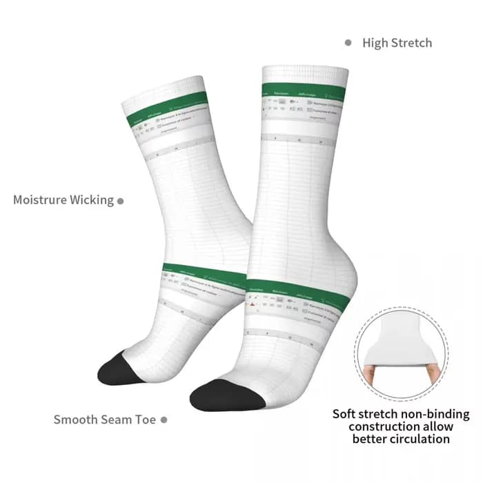 Excel – chaussettes à feuille de calcul, bas Super doux Harajuku, chaussettes longues toutes saisons, accessoires pour hommes et femmes, cadeaux