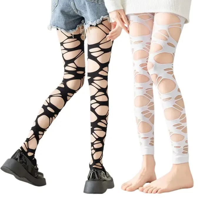 Collants résille déchirés pour femmes, respirants, confortables, tendance, style gothique punk, ajourés