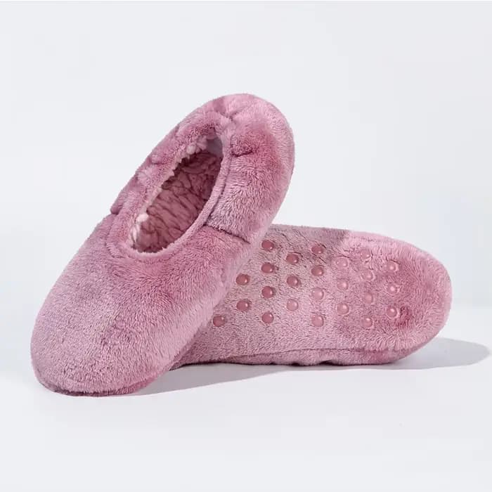 AOTOLK 1 paire de chaussettes de sol d'intérieur pour femmes hiver chaud antidérapant doux confortable chaussures de sol couleur unie dames pantoufles de maison