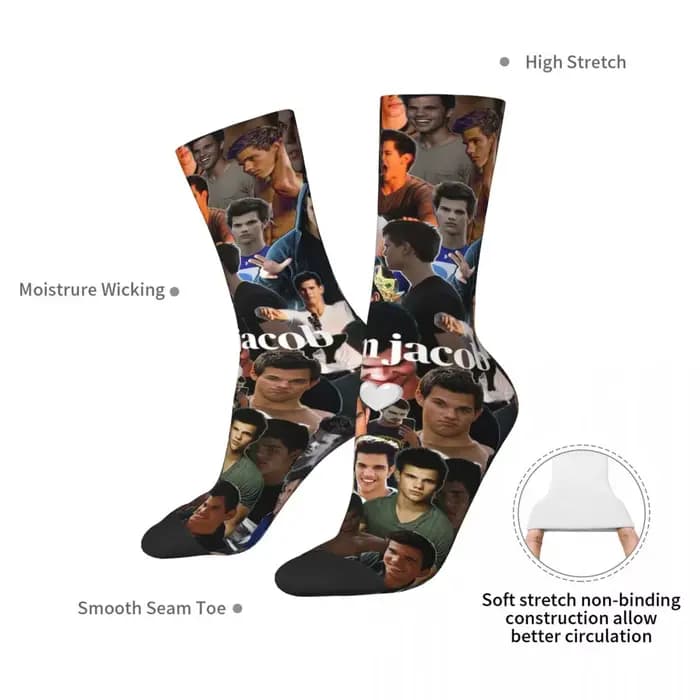 Chaussettes noires Twilight Jacob Harajuku