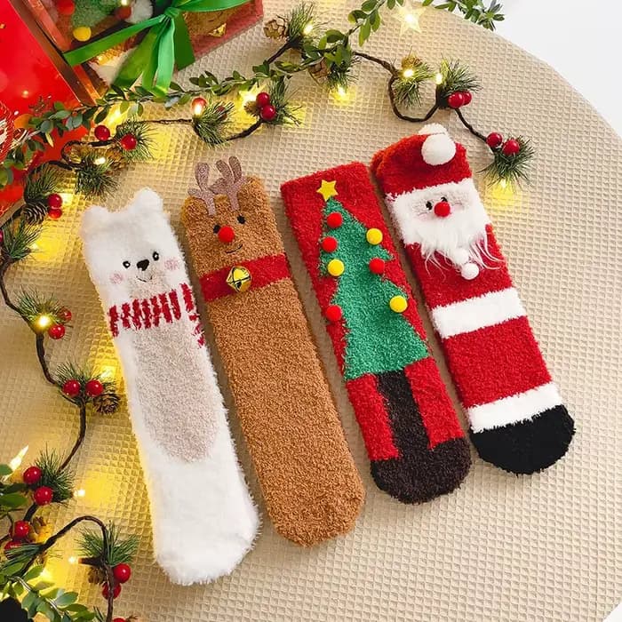 Art Jacquard thème de noël épais velours équipage chaussettes livraison directe femmes hiver chaud père