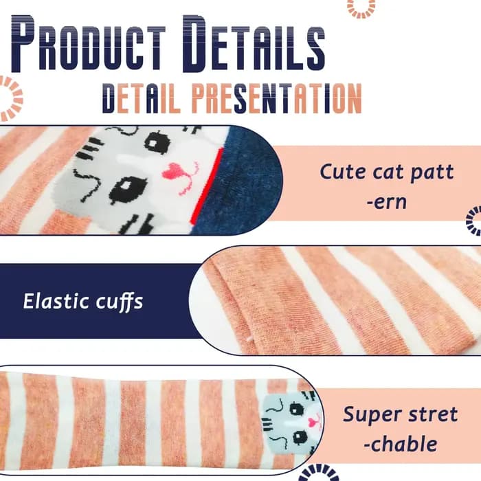 5 paires de chaussettes chat mignon pour femmes