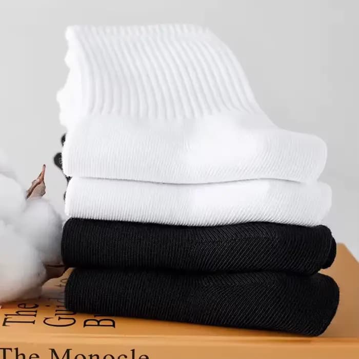 20 paires de chaussettes hautes en pur coton pour hommes, classiques noires/blanches, respirantes, absorbant la transpiration, chaudes, élastiques, chaussettes de sport