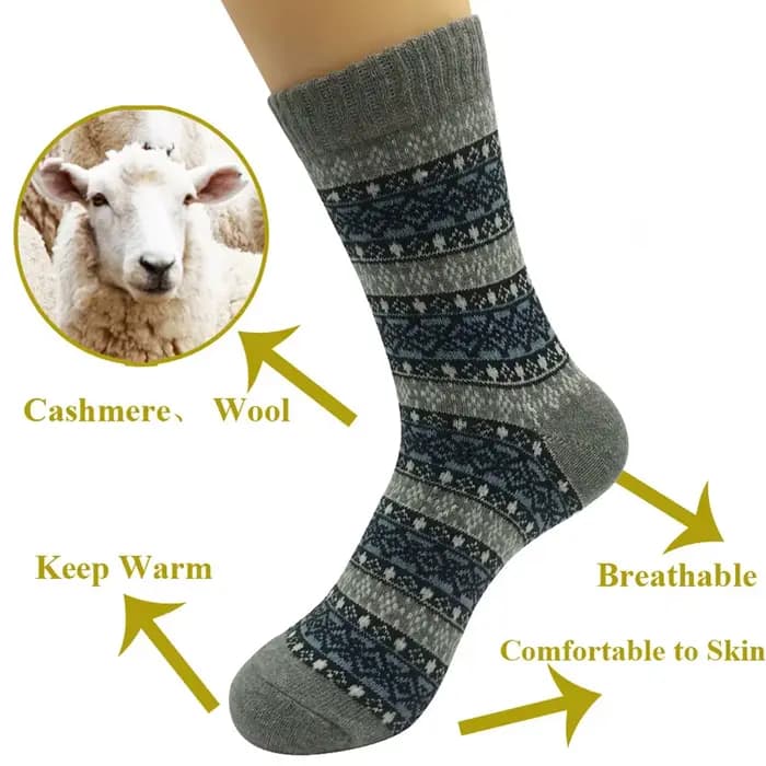 5 paires/lot chaussettes en laine hommes hiver chaud cachemire confortable longue équipage décontracté bohème chaussette mâle cadeau pour mari père 4 Styles
