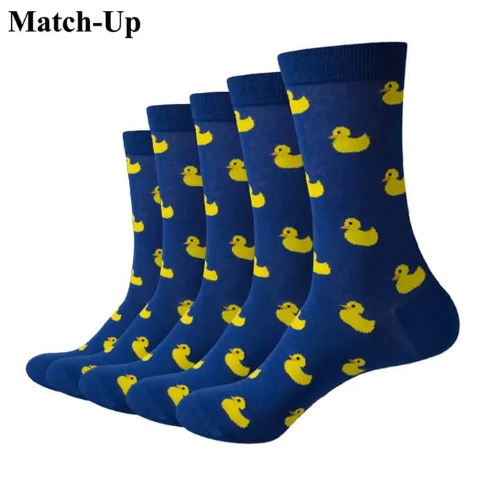 Match-Up Hommes Canard de Bande Dessinée Peigné Coton Crew chaussettes Marque chaussettes (5 paires/lot)
