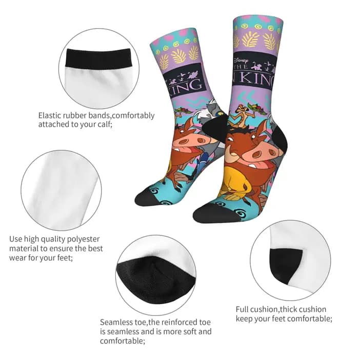 Roi Lion Simba Nala Timon Pumbaa Zazu Rafiki bas hommes chaussettes doux Vintage chaussettes printemps escalade Slip graphique chaussettes cadeau