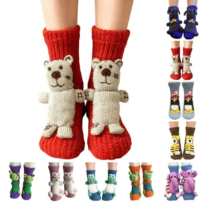 Chaussettes tricotées 3D avec différents animaux