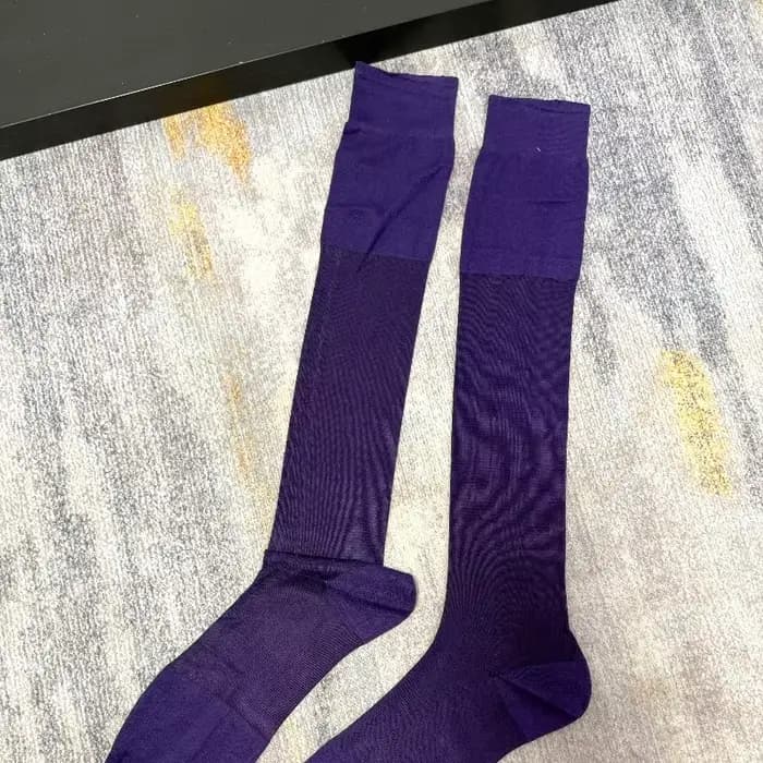 Grande taille hommes chaussettes longues de haute qualité couleur unie violet Nylon genou