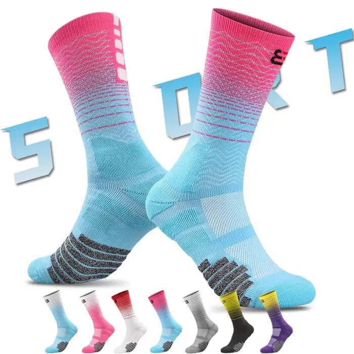 Sport cyclisme basket-ball chaussettes Compression course homme noir tendance respirant longue randonnée amortissement athlétique professionnel grands enfants