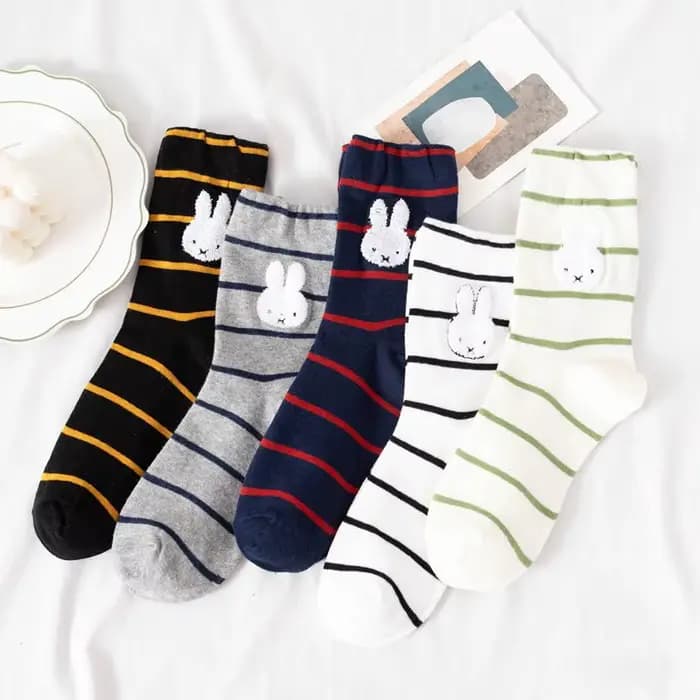 Kawaii Miffy coton cheville chaussettes minimaliste chérie dessin animé lapin pour les filles tricot doux et confortable usage quotidien Tendance K légère
