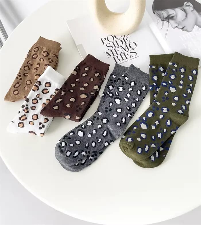 1 3 5 paires de chaussettes imprimées léopard pour femmes