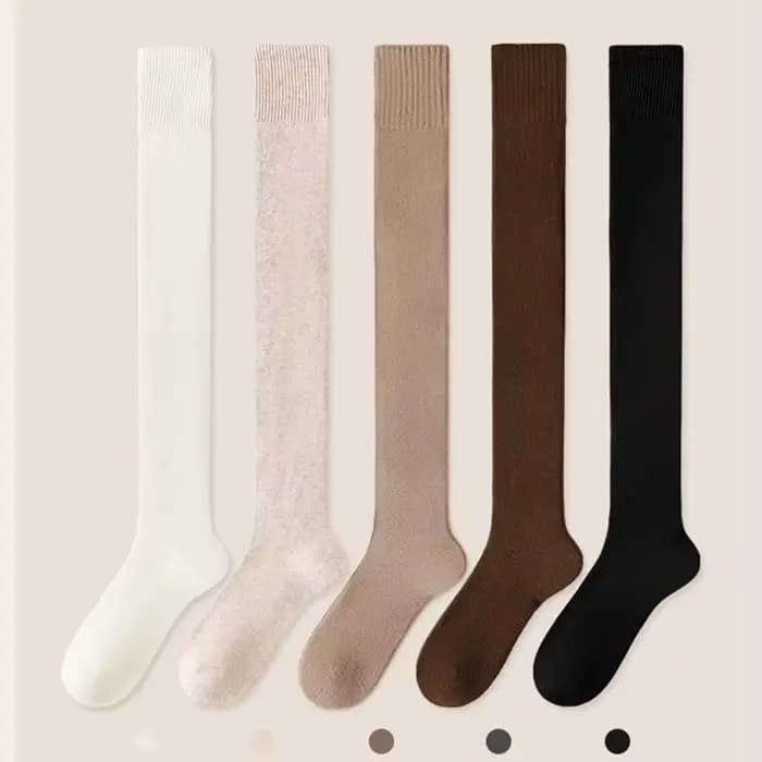 Chaussettes hautes en cachemire pour femmes, doublure pelucheuse, bonneterie d'hiver confortable, couvre-jambes, chaussettes au-dessus du genou, bas chauds et épais, best-seller