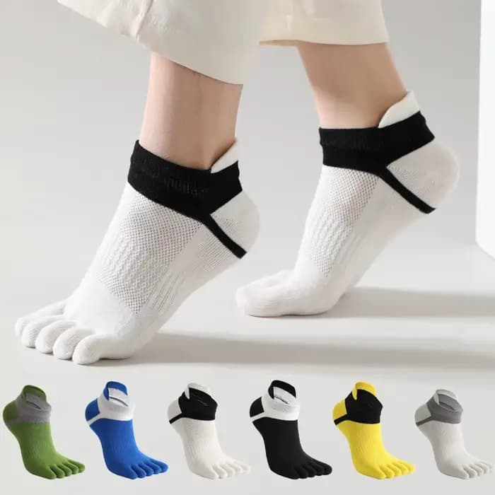 6 paires/lot été hommes chaussettes de sport couleur unie doux respirant coton cheville 5 doigts
