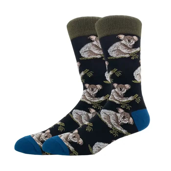 Mode homme automne hiver Skateboard chaussettes heureux créatif pingouin dauphin requin koala chaussettes nouveauté équipage drôle homme chaussettes