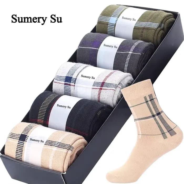 Chaussettes respirantes en coton doux pour hommes, longues, décontractées, saines, robe d'équipage de mariage, cadeau masculin, lot de 5 paires