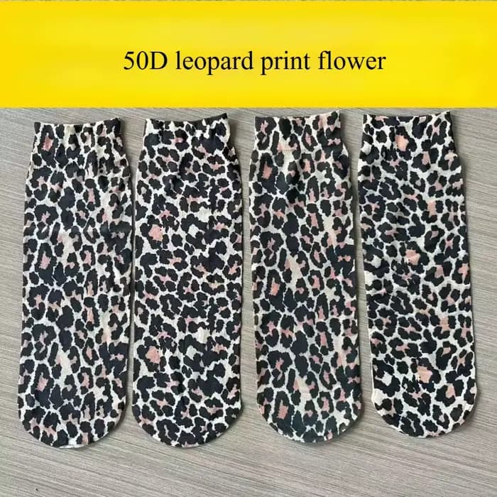 Chaussettes courtes imprimées léopard à grandes fleurs