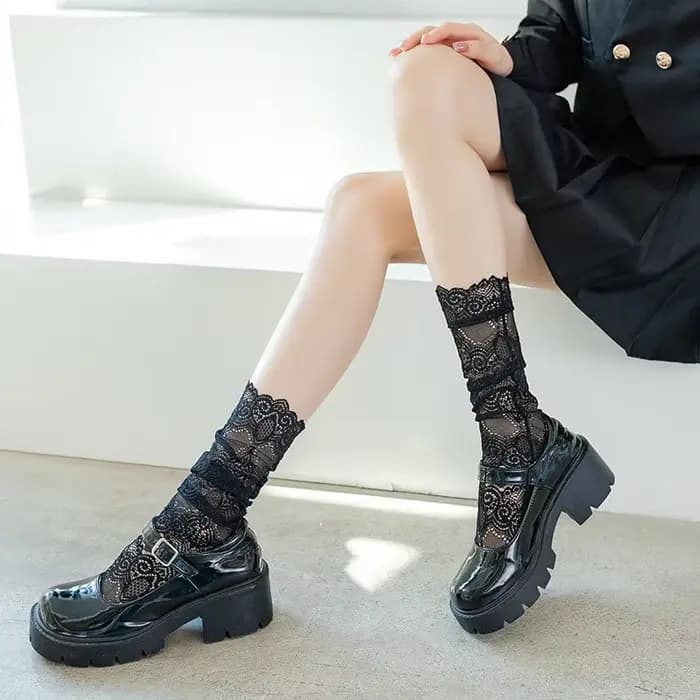 Chaussettes Sexy en dentelle florale pour femmes