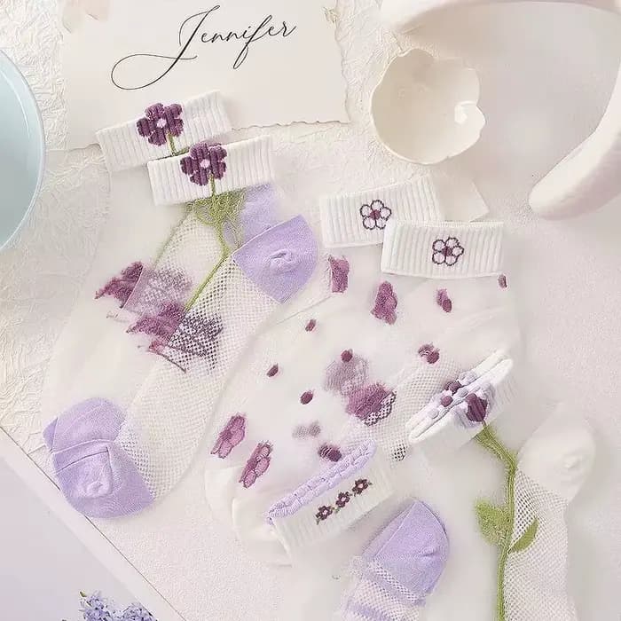 5 paires de chaussettes courtes à motifs de fleurs pour femmes