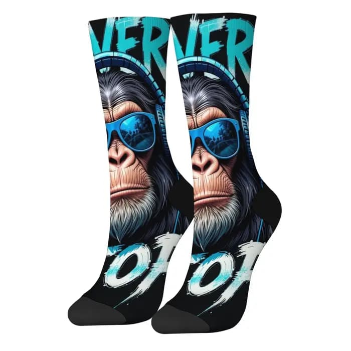 NEVER STOP rock DJ gorille chaussettes roman amusant heureux hommes