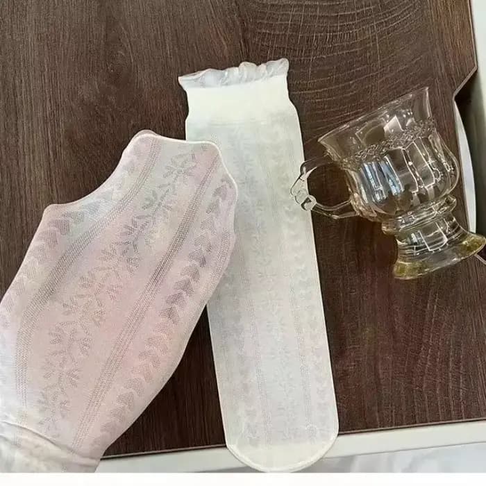 Lot de 3 paires de chaussettes hautes en dentelle pour fille de 2 à 12 ans