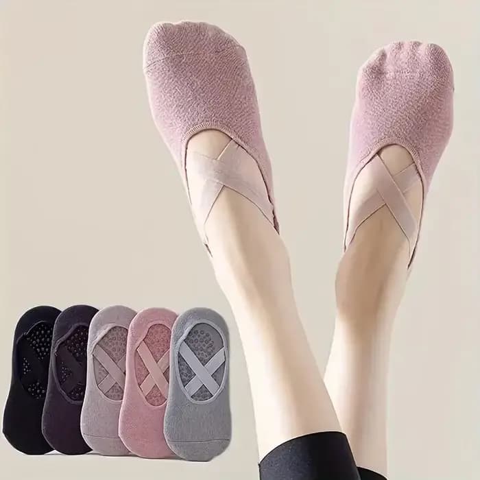 1 à 5 paires de chaussettes de yoga antidérapantes pour femmes