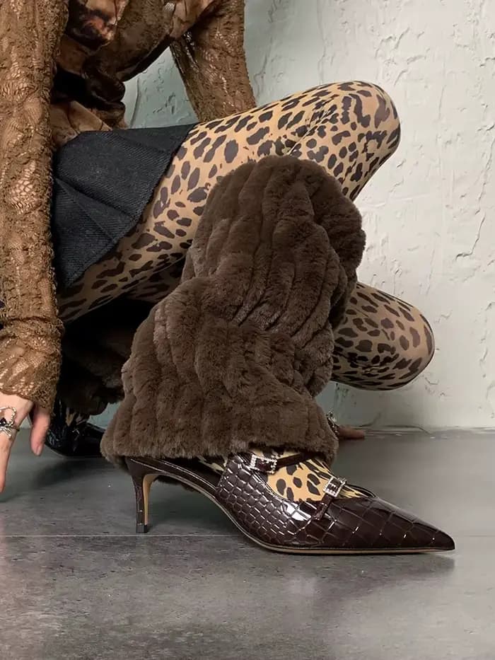 Collants rétro imprimé léopard Style Y2K pour femmes