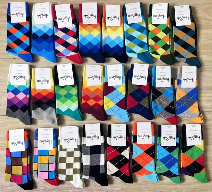 1 paire hommes chaussettes décontracté Gentleman drôle haute qualité couleur Puzzle heureux
