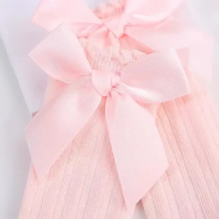 Chaussettes pour nouveau-né fille, printemps, été, automne, chaussettes antidérapantes pour ramper au sol, mignonnes, gros nœud, bas longs aux genoux pour les tout-petits