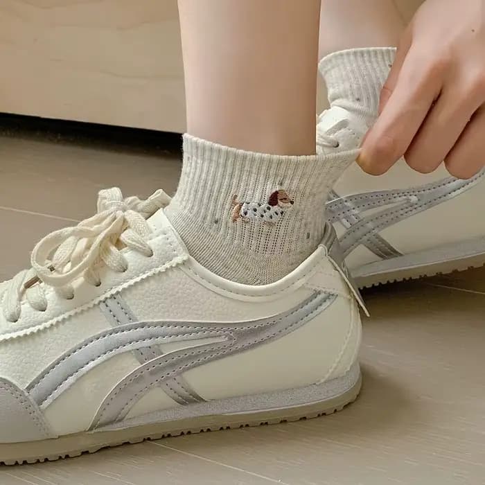 5 paires de chaussettes basses pour femmes, motif jacquard Teckel, style preppy, respirantes, fines, invisibles, printemps-été