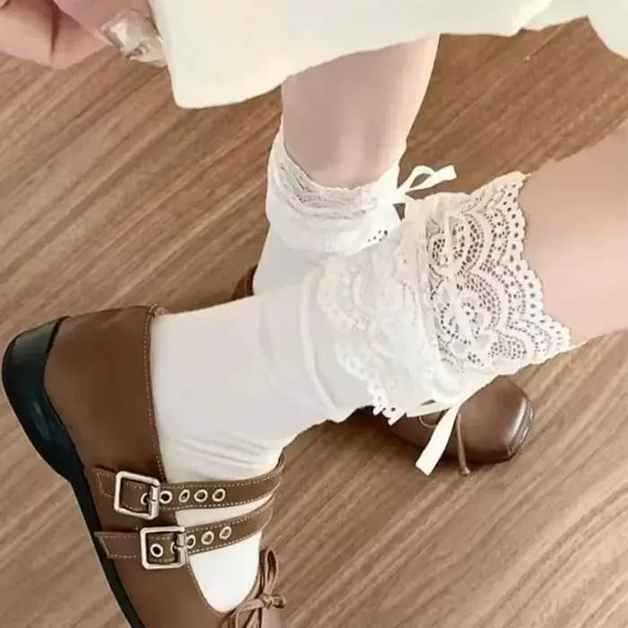 Lolita dentelle nœud chaussettes automne/hiver cuisse haute