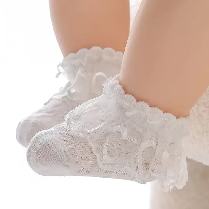 Chaussettes en dentelle florale pour bébés filles de 0 à 8 ans, mignonnes volants blancs, antidérapantes, chaussettes de danse pour enfants, chaussettes de pied décontractées pour nourrissons