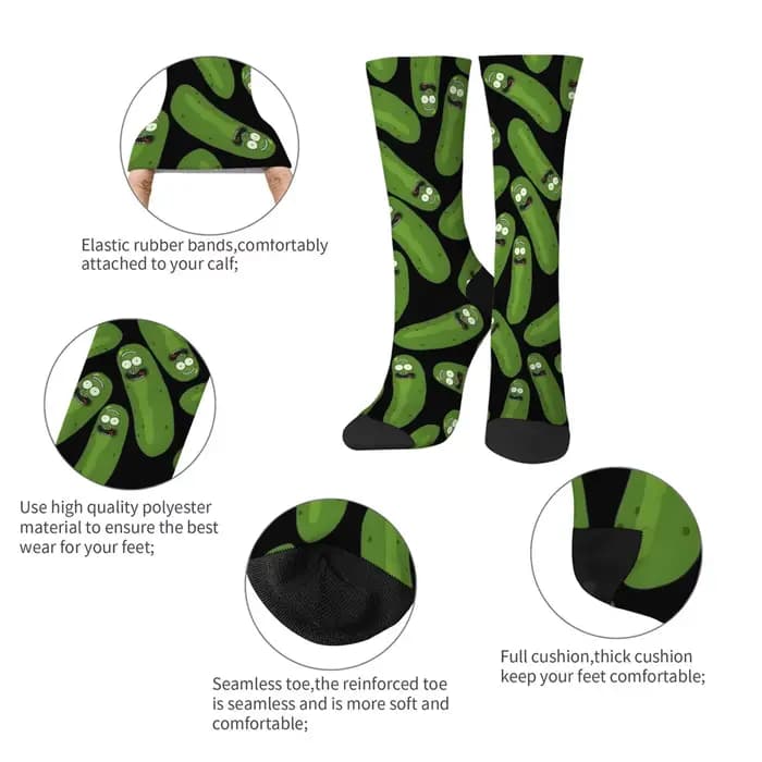 Dessin animé drôle concombre nouveauté chaussettes heureuses style Harajuku rétro tendance