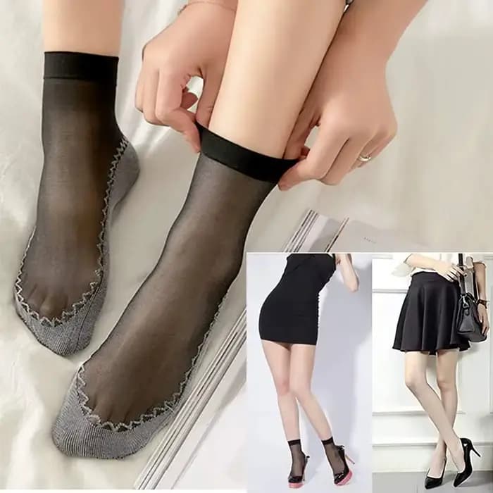 1/10 paires de chaussettes fines en coton antidérapantes pour femmes