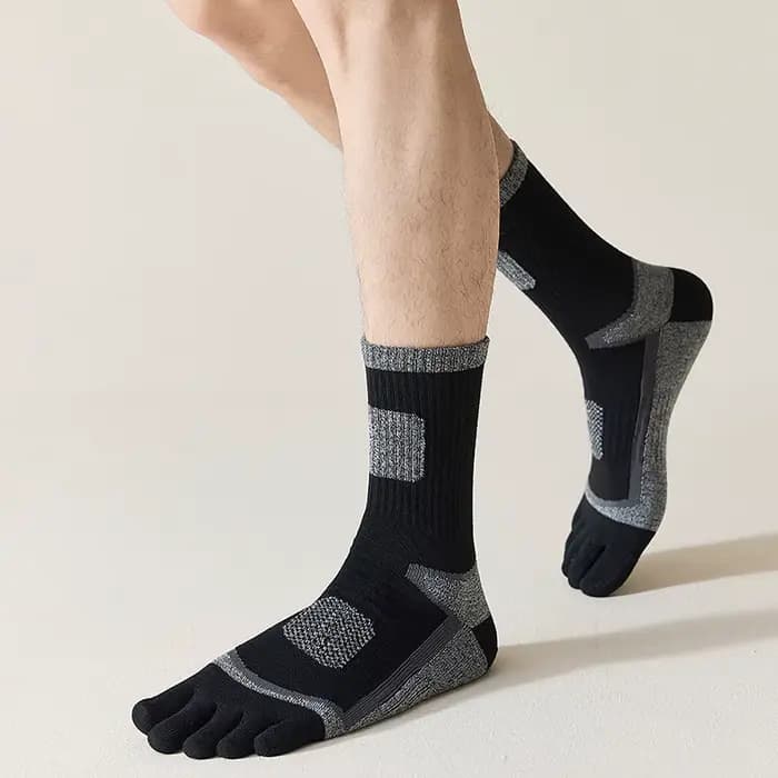 1 Paire de Chaussettes Athlétiques Mi-Mollet à Cinq Doigts pour Hommes et Femmes