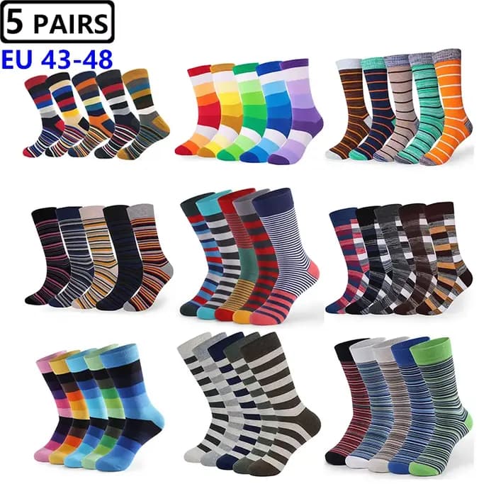 Chaussettes rayées en coton pour hommes