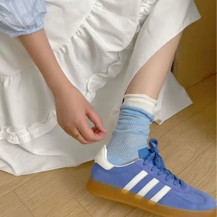 Chaussettes mi-mollet côtelées doubles assorties pour femmes