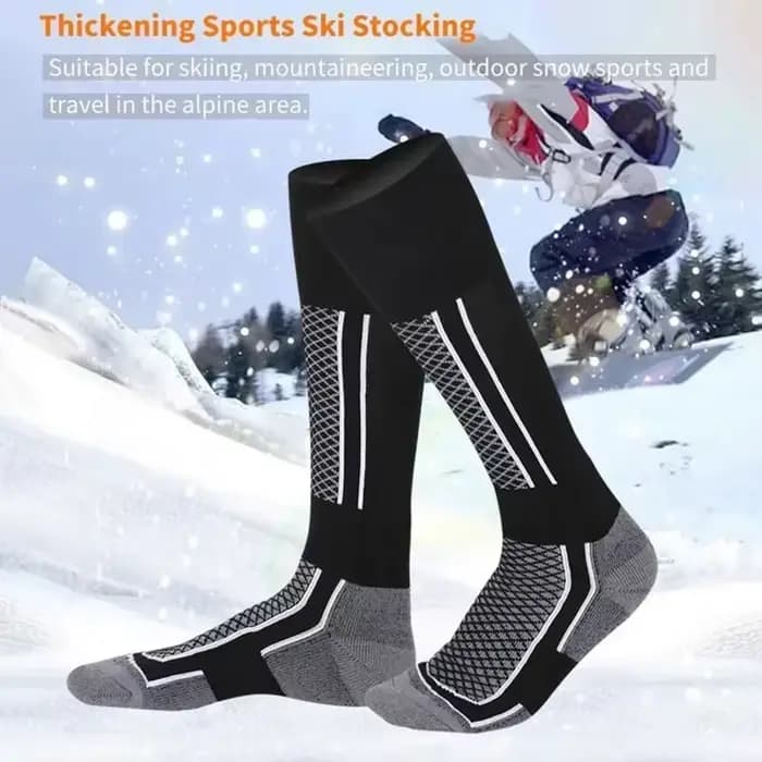 DIZETION 1 paire hiver chaud épaississement bas de Ski chaussettes de randonnée pour femmes hommes enfants Anti-froid en plein air haut bas de sport