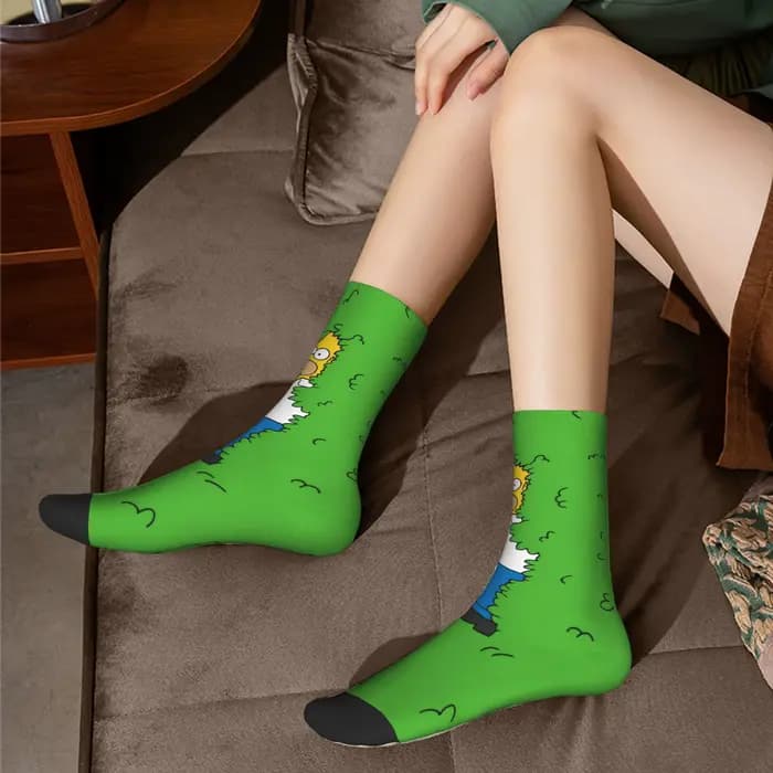 Chaussettes amusantes unisexes de dessin animé The S-Simpsons Homer pour l'automne et l'hiver