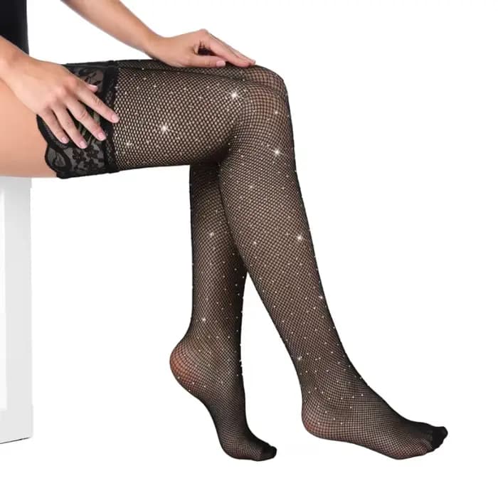 Medias – chaussettes longues brillantes en Silicone pour femmes