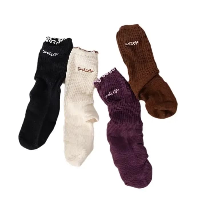 Chaussettes pour femmes printemps-été, fines et respirantes, mi-mollet, à motif vague, style jeune fille, absorbant la transpiration, vente en gros