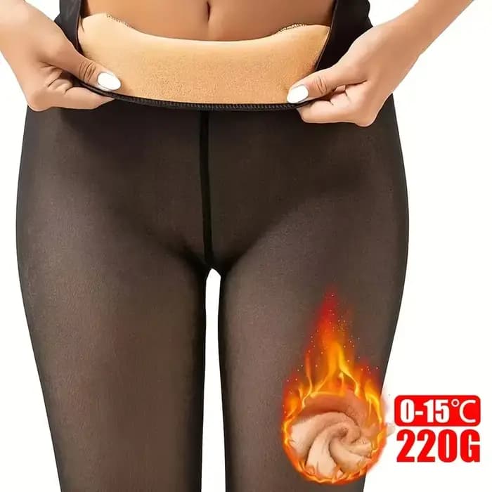 Bas thermiques femmes collants doublés polaire chaud hiver taille haute