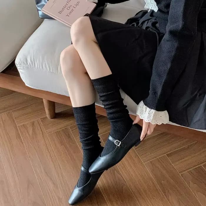 Femmes bas nouvelle mode décontracté Thi genou chaussettes hautes femme coton couleur unie longue confortable cuisse
