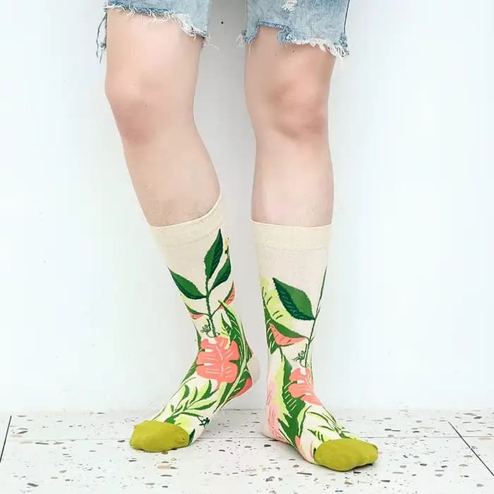 Nouvelles femmes fleur plante chaussettes Collection Kawaii décontracté femme coton chaussette littéraire hommes chaussette