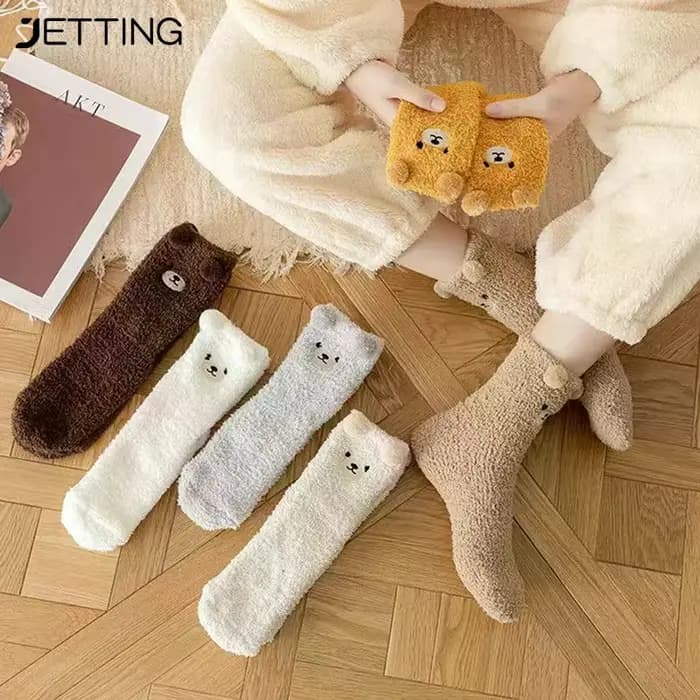 Chaussettes en molleton de corail pour femmes, chaussettes d'hiver sans perte, chaussettes de sol en peluche d'animaux de dessin animé, épaisses et chaudes pour dormir pour adultes