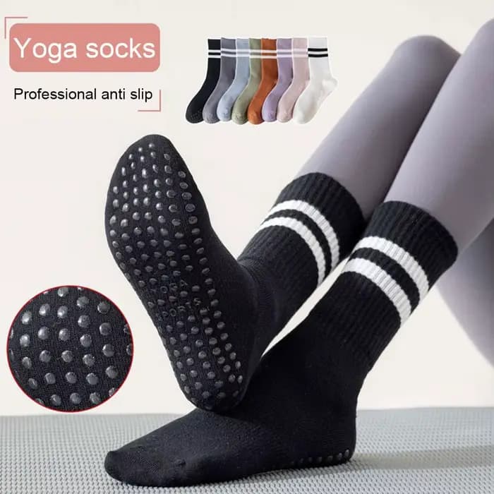 8 couleurs chaussettes de sport coton mi-tube bas professionnel antidérapant Silicone intérieur Fitness