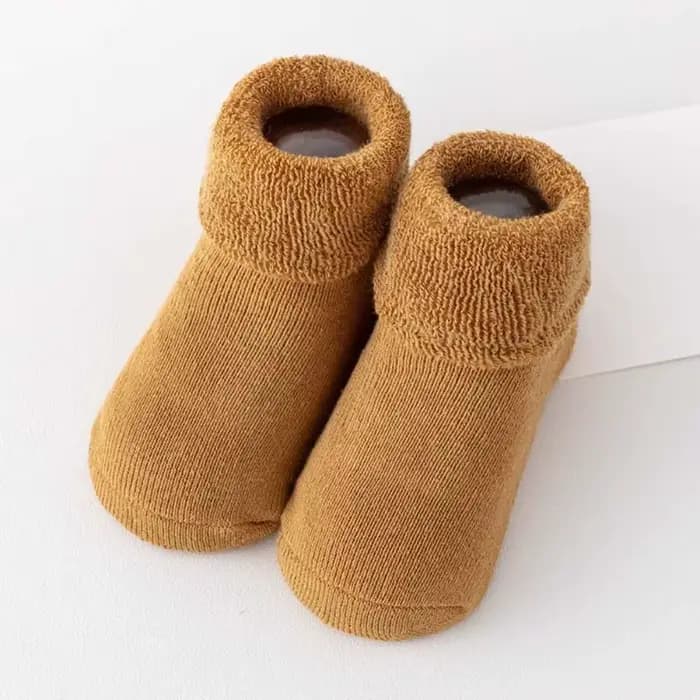 4 paires de chaussettes épaisses de couleur unie pour bébé, antidérapantes, pour l'apprentissage de la marche, l'hiver et l'automne, bonneterie chaude pour bébé, chaussettes de sommeil à la maison