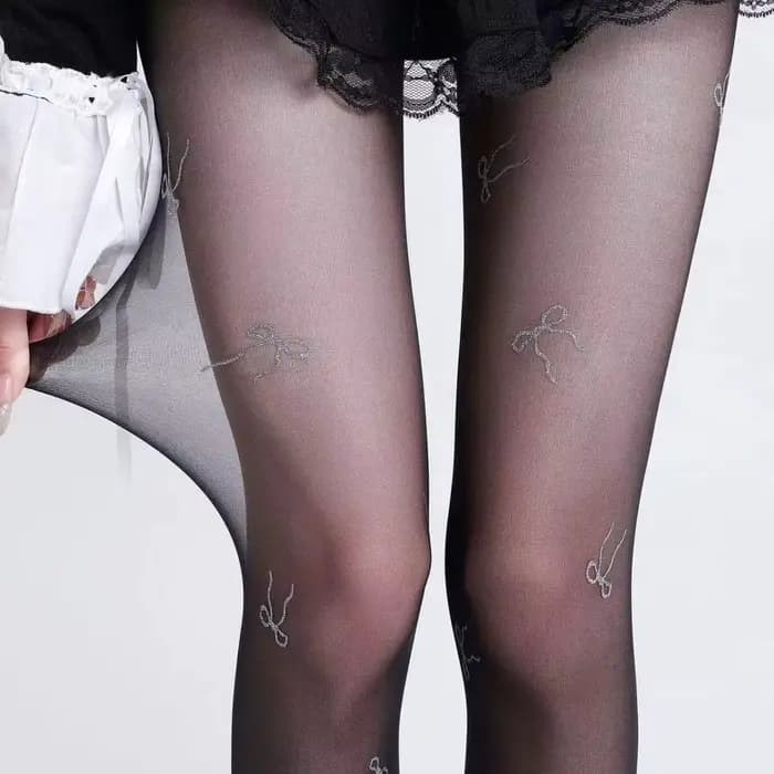 Collants noirs sexy pour femmes, style vintage Y2K, imprimé papillon, en soie transparente, pour filles Lolita, fins, d'été, bas hauts